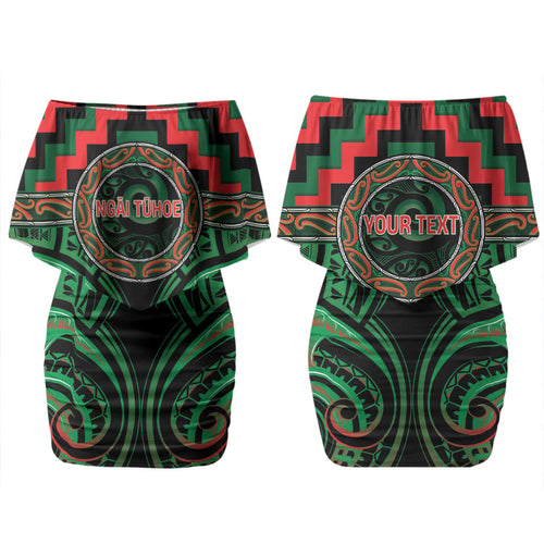 Aotearoa Ngai Tuhoe Personalised Couples Matching Off Shoulder Short Dress and Hawaiian Shirt Maori Iwi Poutama Puhoro Tattoo