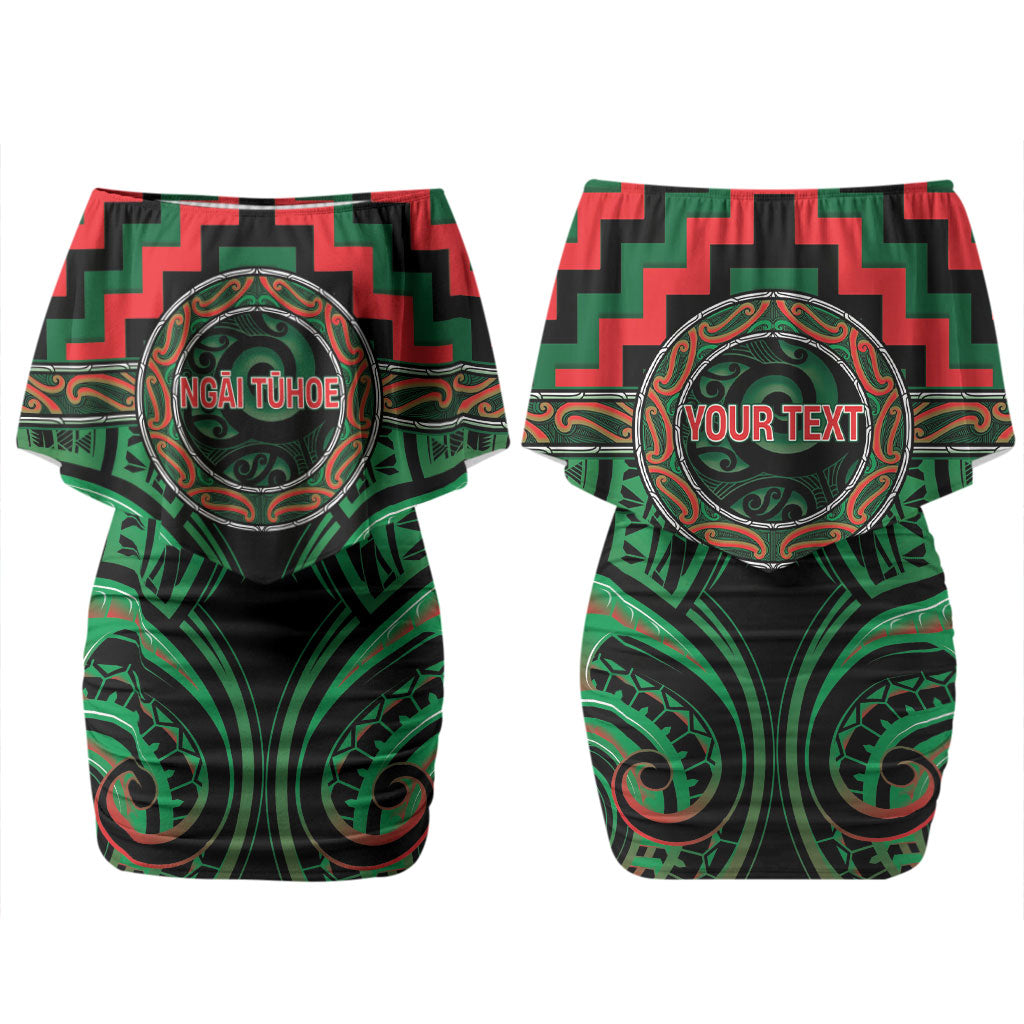 Aotearoa Ngai Tuhoe Personalised Couples Matching Off Shoulder Short Dress and Long Sleeve Button Shirt Maori Iwi Poutama Puhoro Tattoo