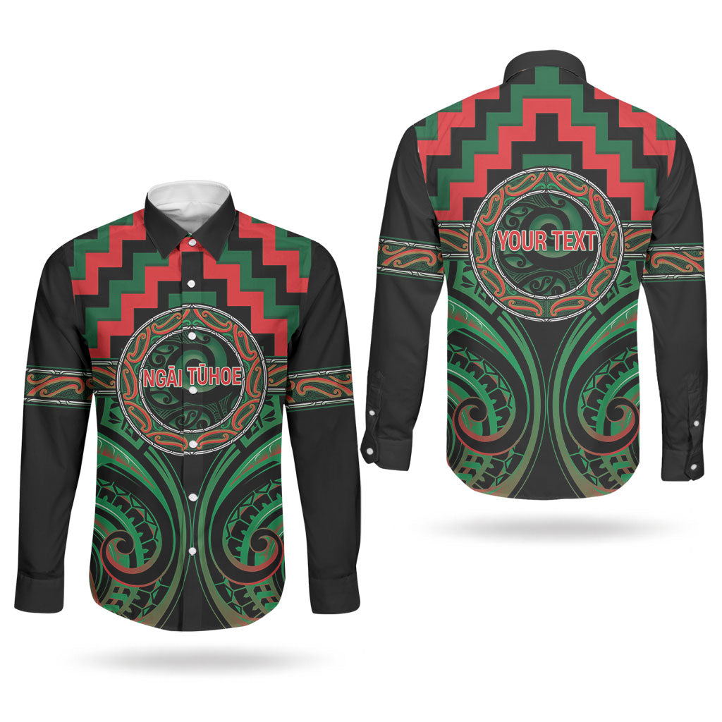 Aotearoa Ngai Tuhoe Personalised Couples Matching Off The Shoulder Long Sleeve Dress and Long Sleeve Button Shirt Maori Iwi Poutama Puhoro Tattoo