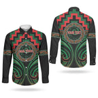 Aotearoa Ngai Tuhoe Personalised Couples Matching Puletasi and Long Sleeve Button Shirt Maori Iwi Poutama Puhoro Tattoo