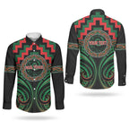 Aotearoa Ngai Tuhoe Personalised Couples Matching Short Sleeve Bodycon Dress and Long Sleeve Button Shirt Maori Iwi Poutama Puhoro Tattoo
