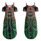 Aotearoa Ngai Tuhoe Personalised Couples Matching Summer Maxi Dress and Hawaiian Shirt Maori Iwi Poutama Puhoro Tattoo
