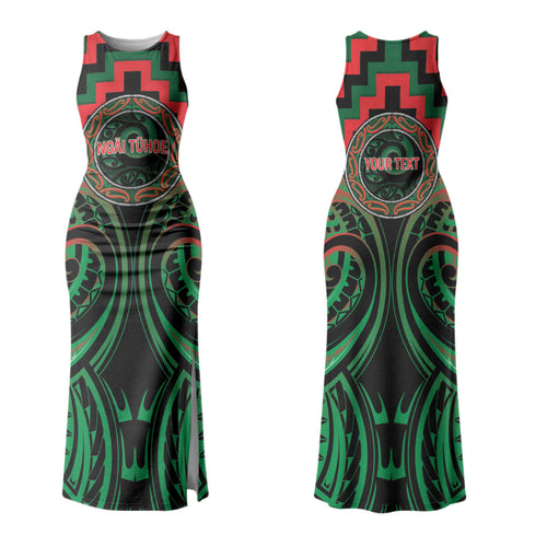 Aotearoa Ngai Tuhoe Personalised Couples Matching Tank Maxi Dress and Long Sleeve Button Shirt Maori Iwi Poutama Puhoro Tattoo