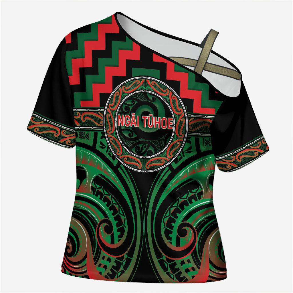 Aotearoa Ngai Tuhoe Personalised Cross Shoulder Shirt Maori Iwi Poutama Puhoro Tattoo