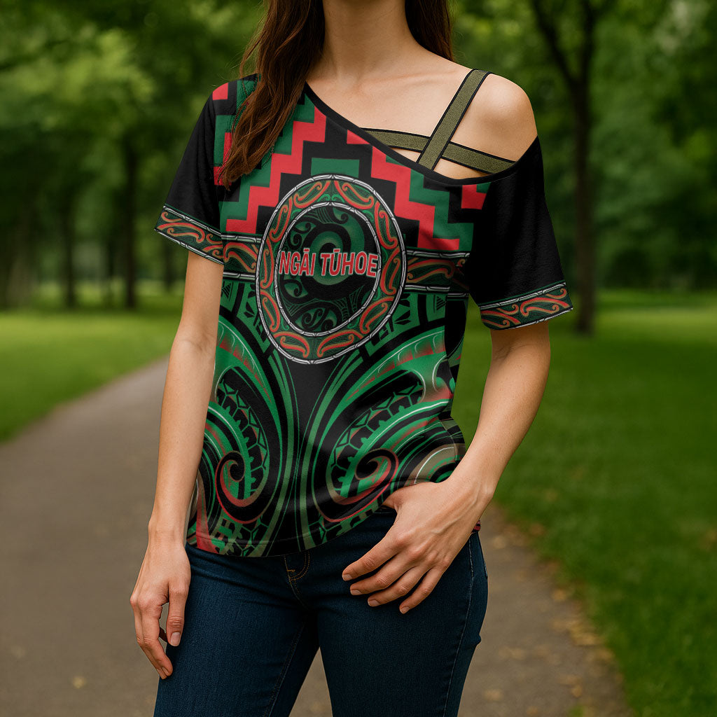 Aotearoa Ngai Tuhoe Personalised Cross Shoulder Shirt Maori Iwi Poutama Puhoro Tattoo