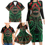 Aotearoa Ngai Tuhoe Personalised Family Matching Long Sleeve Bodycon Dress and Hawaiian Shirt Maori Iwi Poutama Puhoro Tattoo