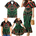 Aotearoa Ngai Tuhoe Personalised Family Matching Mermaid Dress and Hawaiian Shirt Maori Iwi Poutama Puhoro Tattoo