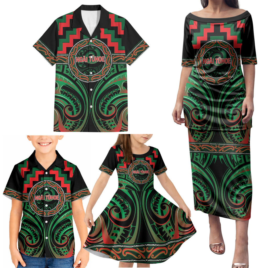 Aotearoa Ngai Tuhoe Personalised Family Matching Puletasi and Hawaiian Shirt Maori Iwi Poutama Puhoro Tattoo