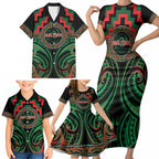 Aotearoa Ngai Tuhoe Personalised Family Matching Short Sleeve Bodycon Dress and Hawaiian Shirt Maori Iwi Poutama Puhoro Tattoo