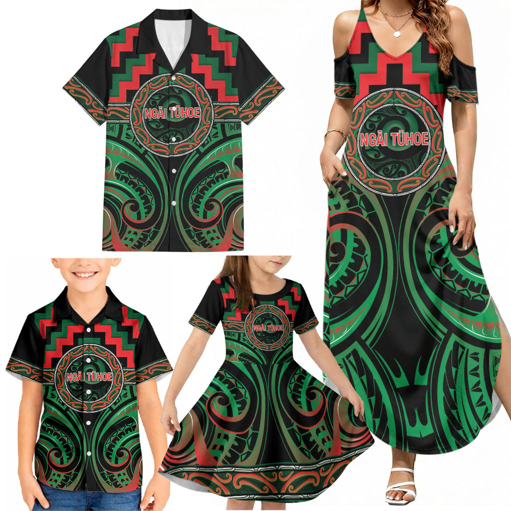 Aotearoa Ngai Tuhoe Personalised Family Matching Summer Maxi Dress and Hawaiian Shirt Maori Iwi Poutama Puhoro Tattoo