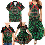 Aotearoa Ngai Tuhoe Personalised Family Matching Summer Maxi Dress and Hawaiian Shirt Maori Iwi Poutama Puhoro Tattoo