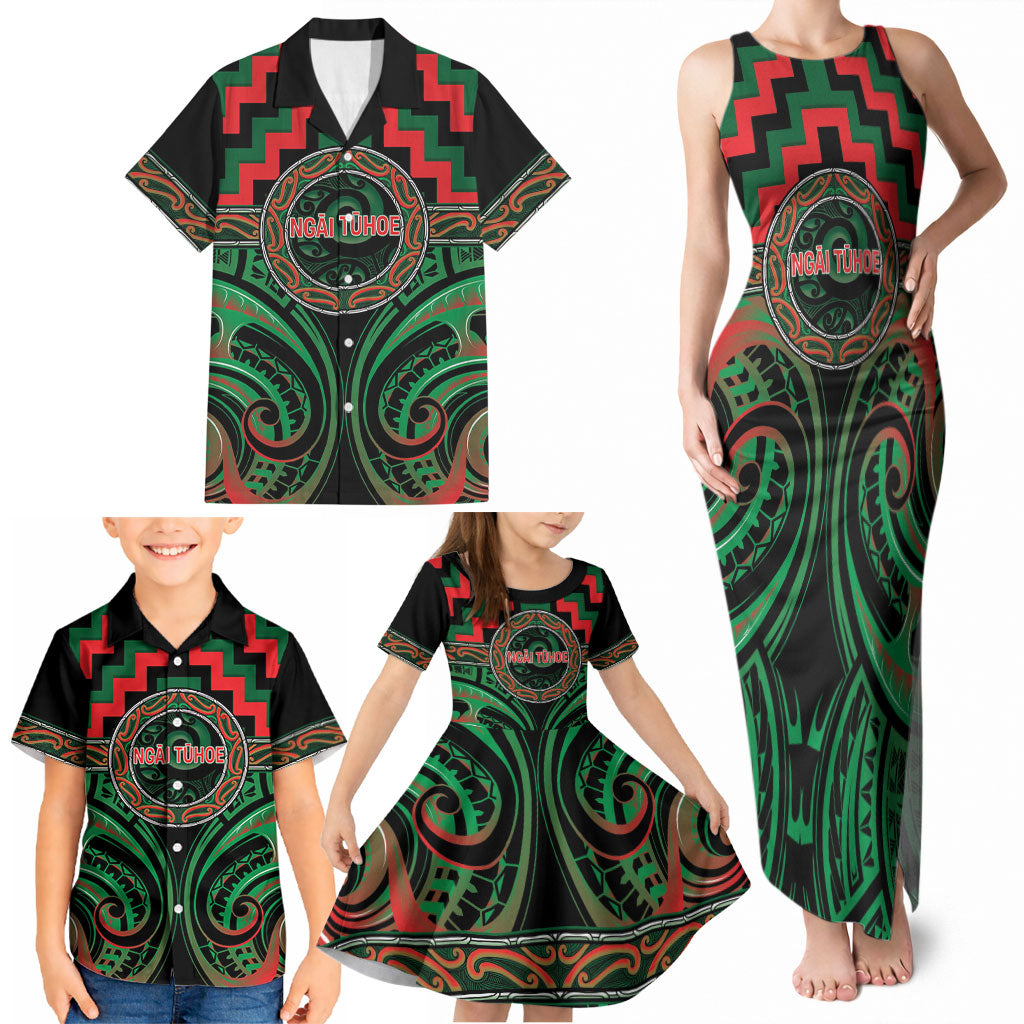 Aotearoa Ngai Tuhoe Personalised Family Matching Tank Maxi Dress and Hawaiian Shirt Maori Iwi Poutama Puhoro Tattoo