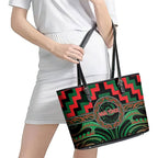 Aotearoa Ngai Tuhoe Leather Tote Bag Maori Iwi Poutama Puhoro Tattoo