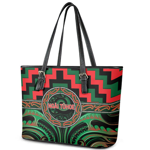 Aotearoa Ngai Tuhoe Leather Tote Bag Maori Iwi Poutama Puhoro Tattoo