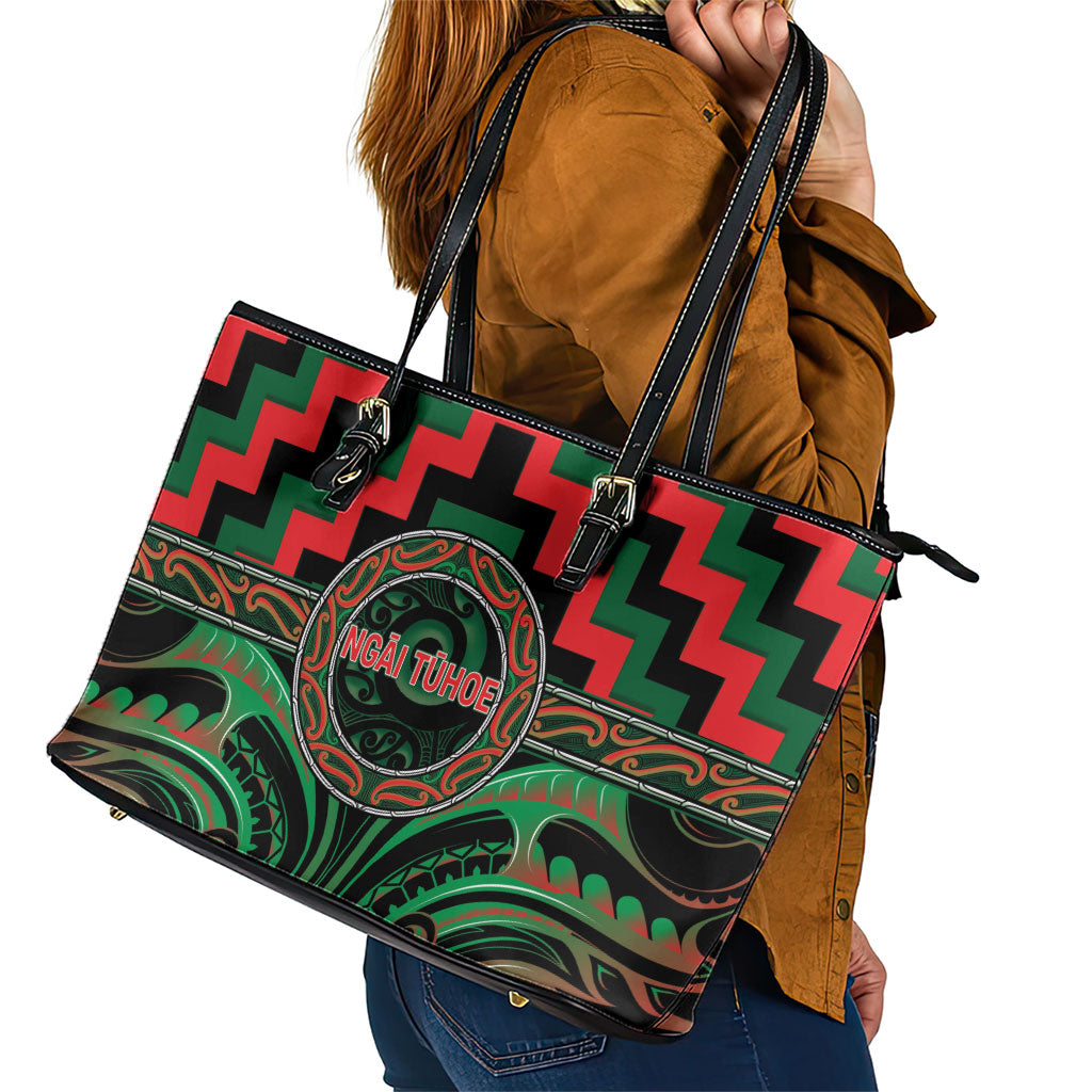 Aotearoa Ngai Tuhoe Leather Tote Bag Maori Iwi Poutama Puhoro Tattoo