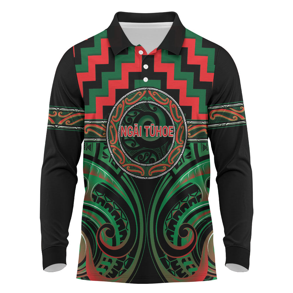 Aotearoa Ngai Tuhoe Personalised Long Sleeve Polo Shirt Maori Iwi Poutama Puhoro Tattoo