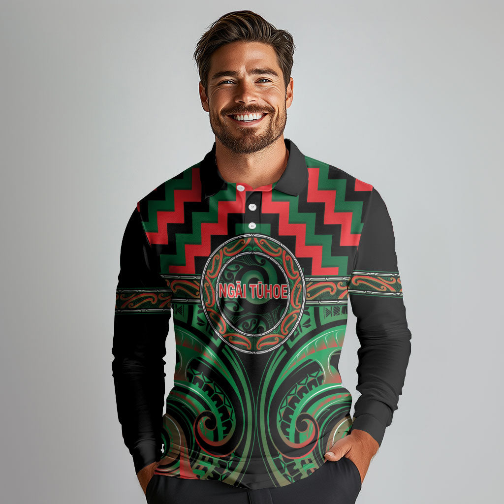 Aotearoa Ngai Tuhoe Personalised Long Sleeve Polo Shirt Maori Iwi Poutama Puhoro Tattoo