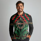 Aotearoa Ngai Tuhoe Personalised Long Sleeve Polo Shirt Maori Iwi Poutama Puhoro Tattoo