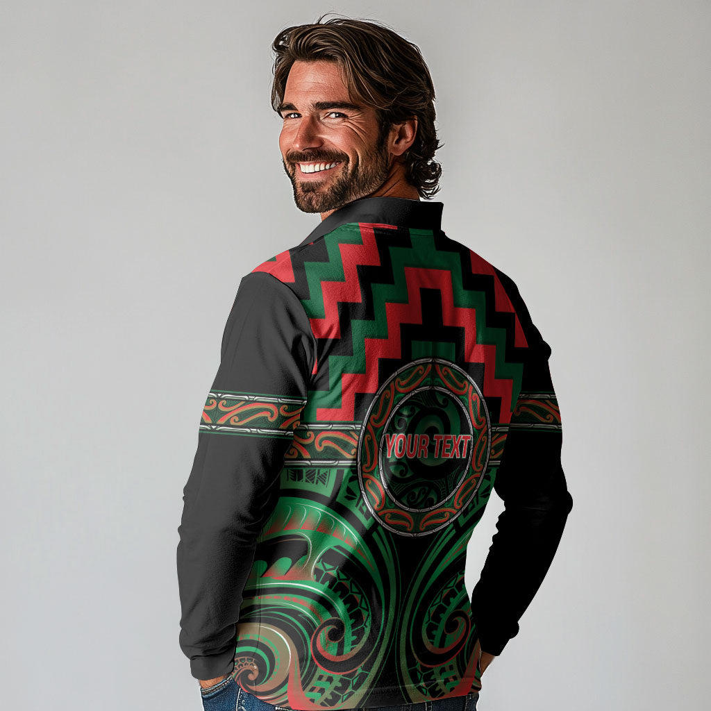 Aotearoa Ngai Tuhoe Personalised Long Sleeve Polo Shirt Maori Iwi Poutama Puhoro Tattoo