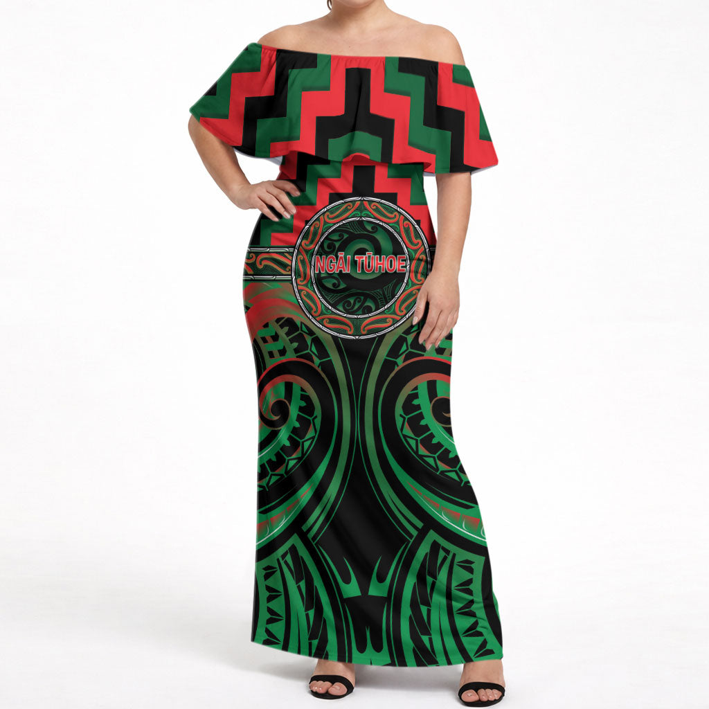Aotearoa Ngai Tuhoe Personalised Off Shoulder Maxi Dress Maori Iwi Poutama Puhoro Tattoo