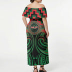 Aotearoa Ngai Tuhoe Personalised Off Shoulder Maxi Dress Maori Iwi Poutama Puhoro Tattoo