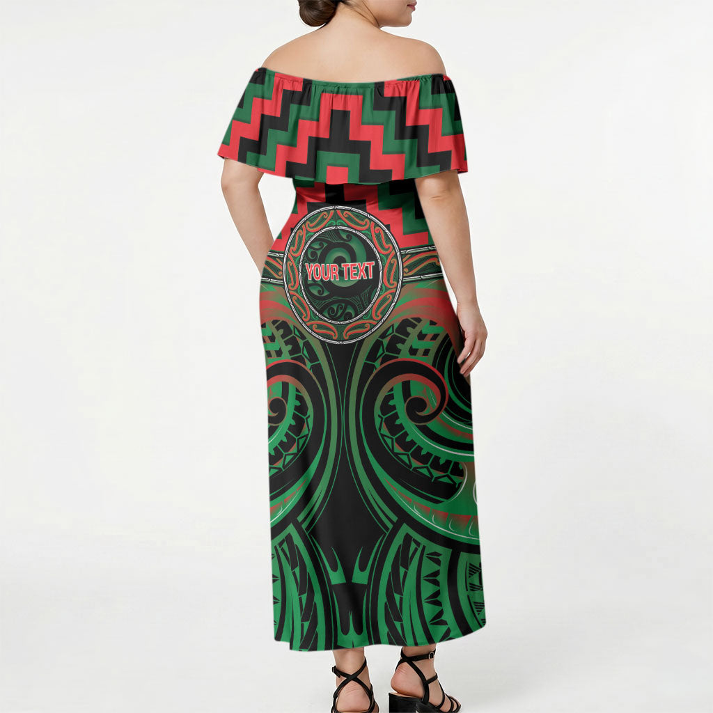 Aotearoa Ngai Tuhoe Personalised Off Shoulder Maxi Dress Maori Iwi Poutama Puhoro Tattoo