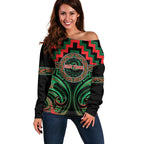 Aotearoa Ngai Tuhoe Personalised Off Shoulder Sweater Maori Iwi Poutama Puhoro Tattoo