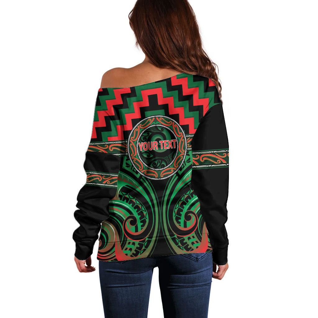 Aotearoa Ngai Tuhoe Personalised Off Shoulder Sweater Maori Iwi Poutama Puhoro Tattoo