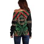 Aotearoa Ngai Tuhoe Personalised Off Shoulder Sweater Maori Iwi Poutama Puhoro Tattoo