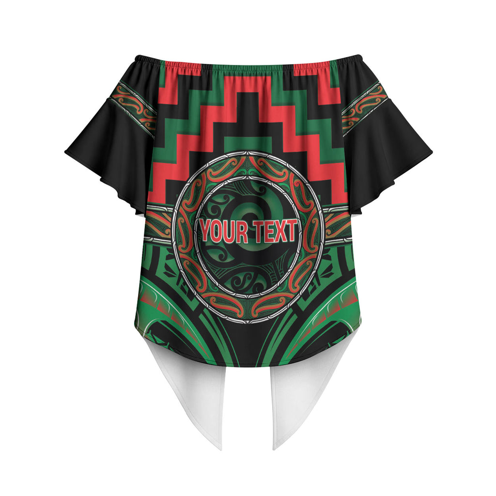 Aotearoa Ngai Tuhoe Personalised Off Shoulder Wrap Waist Top Maori Iwi Poutama Puhoro Tattoo