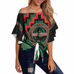 Aotearoa Ngai Tuhoe Personalised Off Shoulder Wrap Waist Top Maori Iwi Poutama Puhoro Tattoo