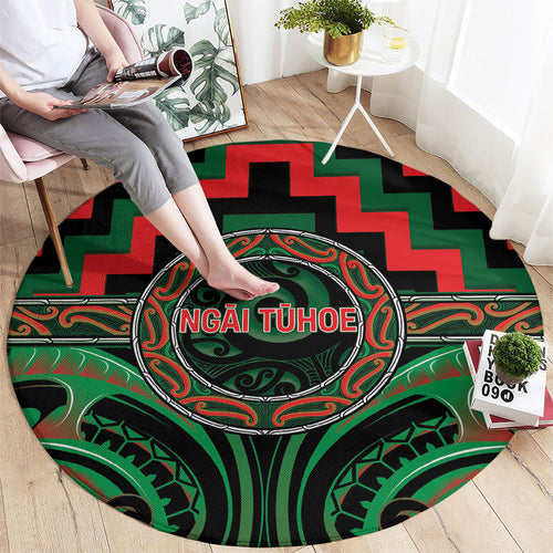 Aotearoa Ngai Tuhoe Round Carpet Maori Iwi Poutama Puhoro Tattoo