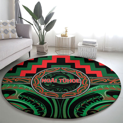 Aotearoa Ngai Tuhoe Round Carpet Maori Iwi Poutama Puhoro Tattoo