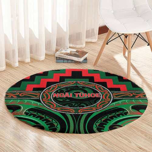 Aotearoa Ngai Tuhoe Round Carpet Maori Iwi Poutama Puhoro Tattoo