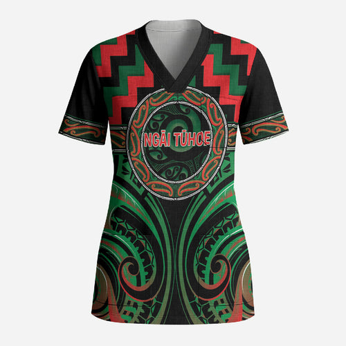 Aotearoa Ngai Tuhoe Personalised Scrub Top Maori Iwi Poutama Puhoro Tattoo