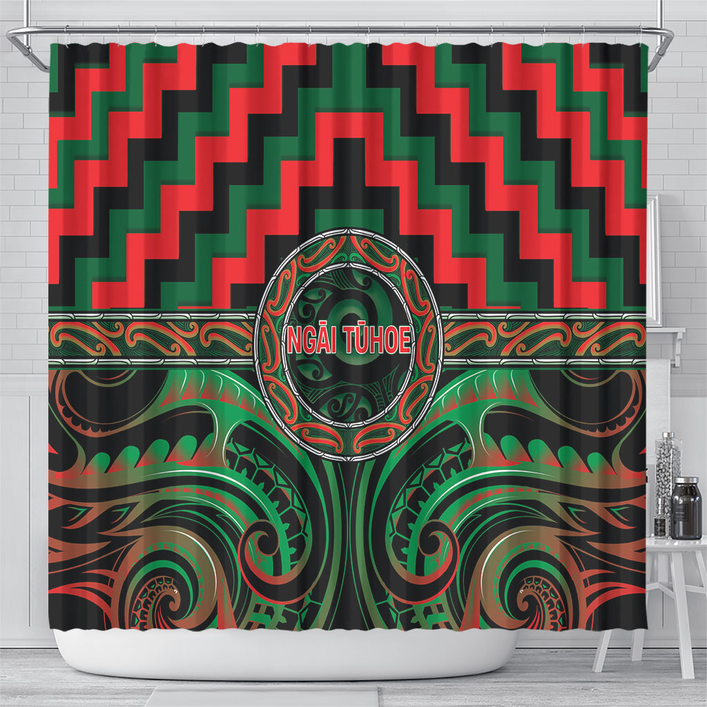 Aotearoa Ngai Tuhoe Shower Curtain Maori Iwi Poutama Puhoro Tattoo