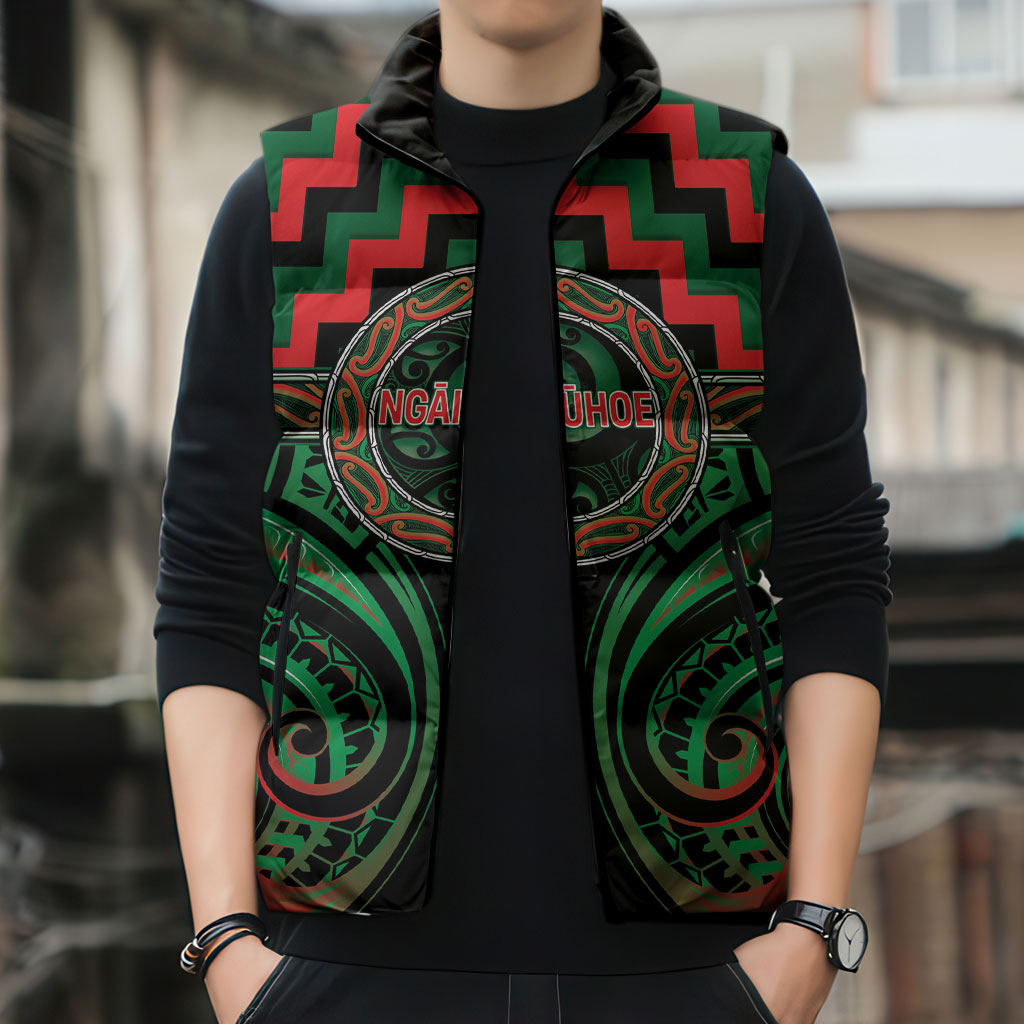 Aotearoa Ngai Tuhoe Personalised Sleeveless Puffer Jacket Maori Iwi Poutama Puhoro Tattoo