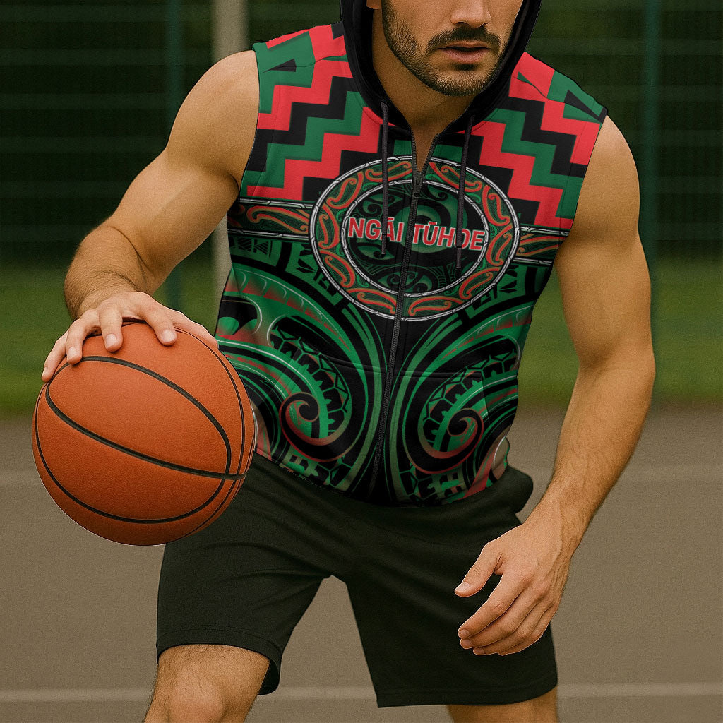 Aotearoa Ngai Tuhoe Personalised Sleeveless Zip Hoodie Maori Iwi Poutama Puhoro Tattoo