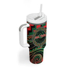 Aotearoa Ngai Tuhoe Personalised Tumbler With Handle Maori Iwi Poutama Puhoro Tattoo