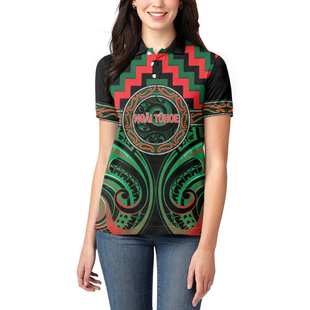 Aotearoa Ngai Tuhoe Personalised Women Polo Shirt Maori Iwi Poutama Puhoro Tattoo