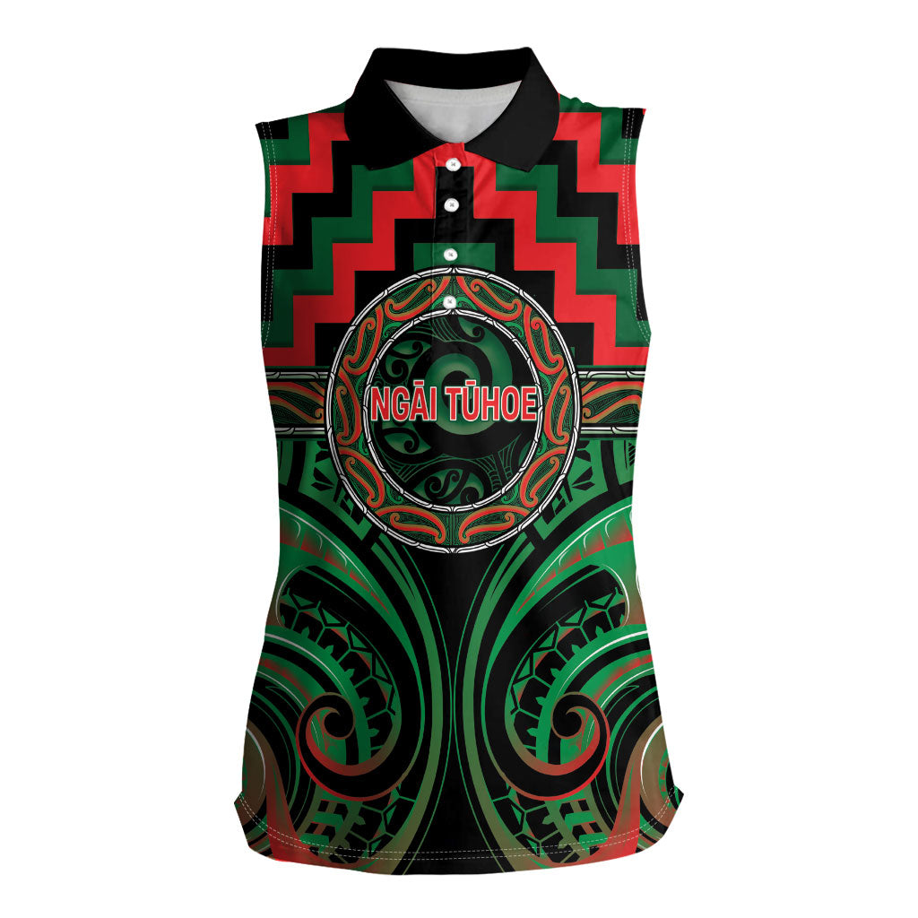 Aotearoa Ngai Tuhoe Personalised Women Sleeveless Polo Shirt Maori Iwi Poutama Puhoro Tattoo