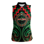 Aotearoa Ngai Tuhoe Personalised Women Sleeveless Polo Shirt Maori Iwi Poutama Puhoro Tattoo