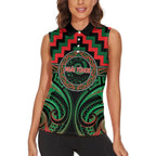 Aotearoa Ngai Tuhoe Personalised Women Sleeveless Polo Shirt Maori Iwi Poutama Puhoro Tattoo