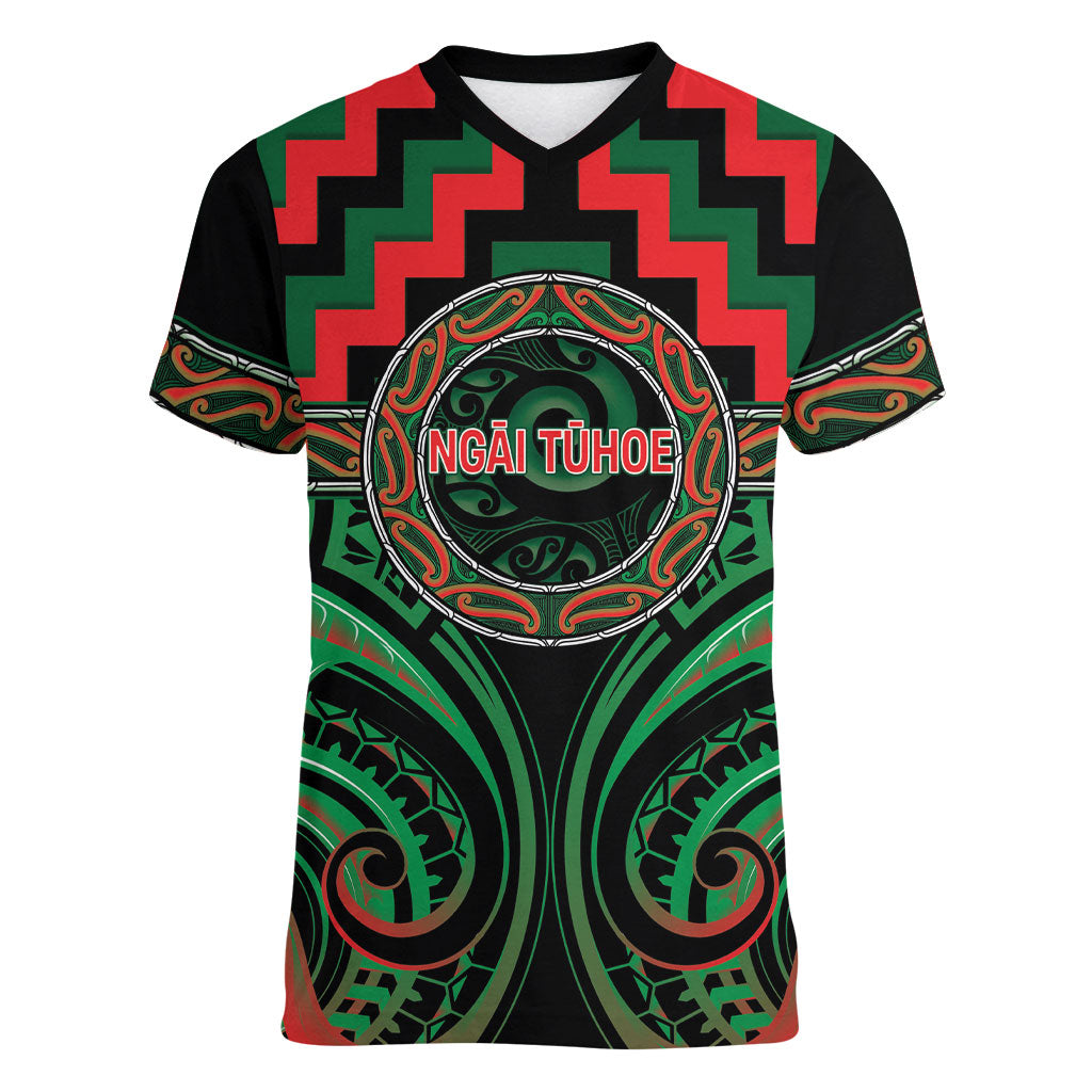 Aotearoa Ngai Tuhoe Personalised Women V-Neck T-Shirt Maori Iwi Poutama Puhoro Tattoo