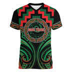 Aotearoa Ngai Tuhoe Personalised Women V-Neck T-Shirt Maori Iwi Poutama Puhoro Tattoo