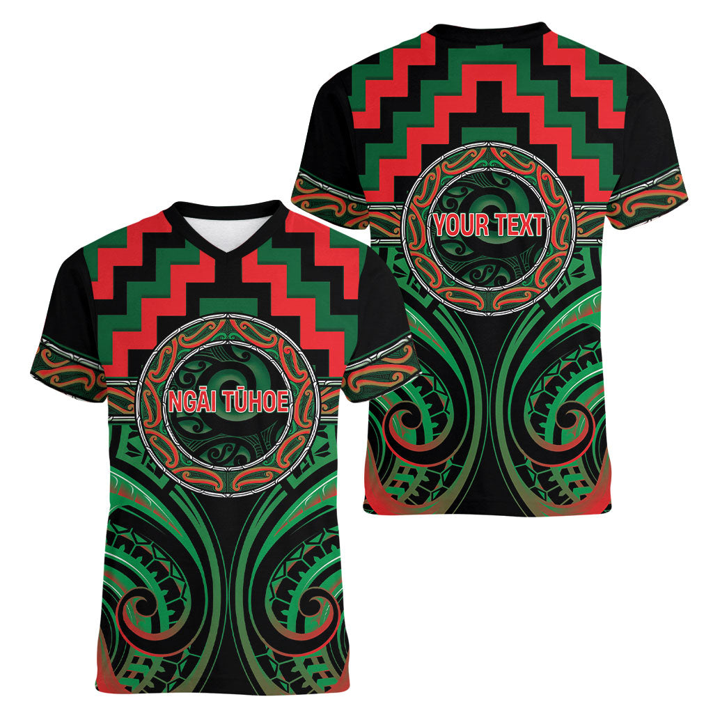 Aotearoa Ngai Tuhoe Personalised Women V-Neck T-Shirt Maori Iwi Poutama Puhoro Tattoo