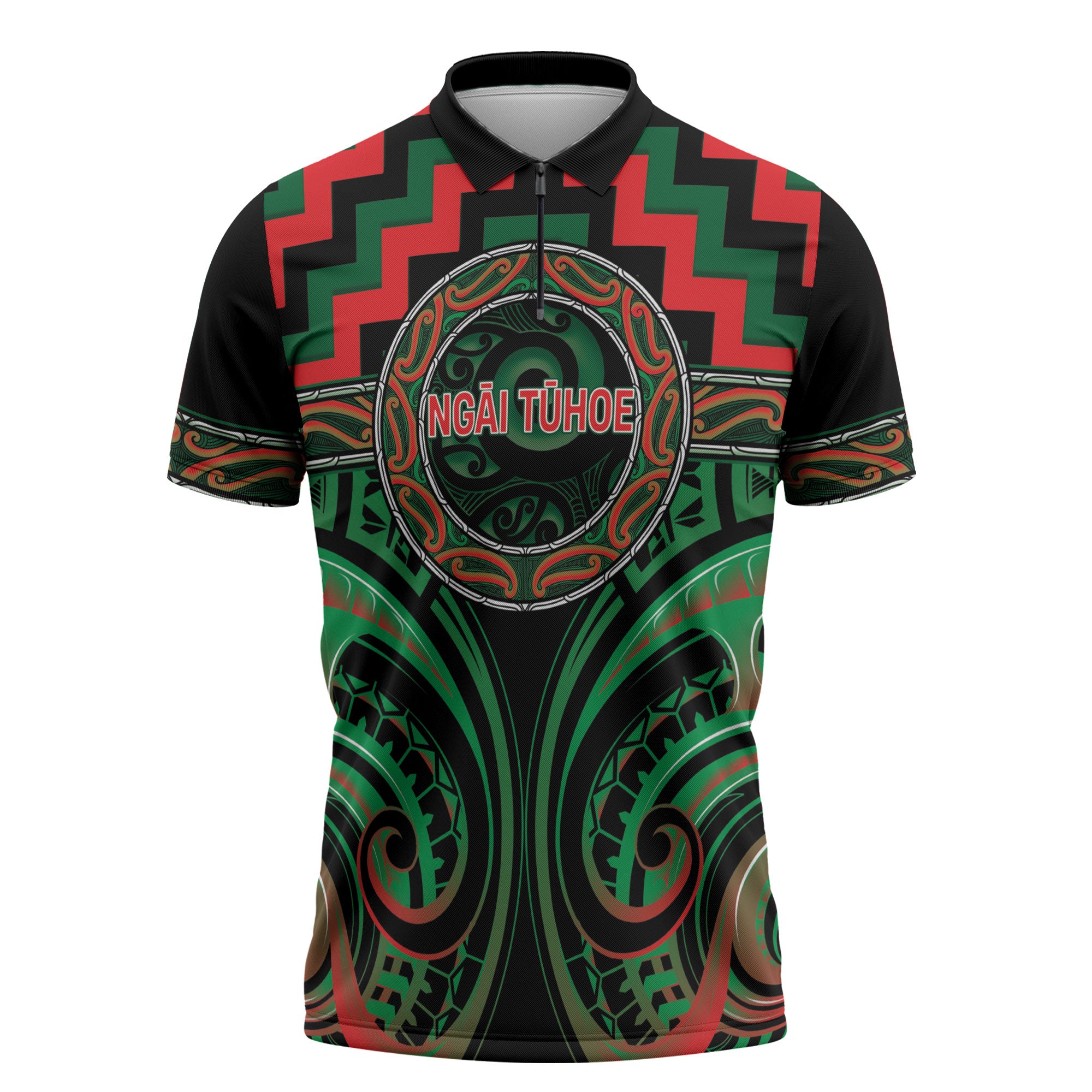 Aotearoa Ngai Tuhoe Personalised Zipper Polo Shirt Maori Iwi Poutama Puhoro Tattoo