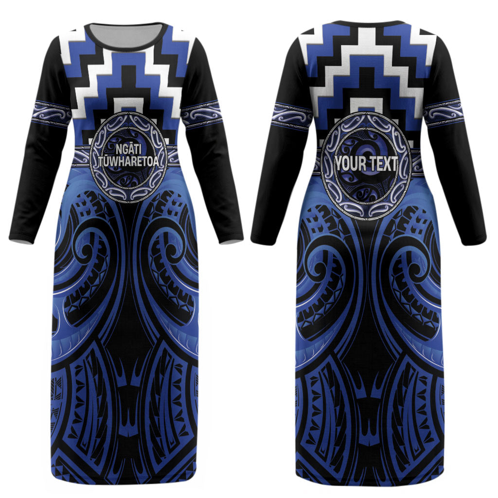 Aotearoa Ngati Tuwharetoa Personalised Couples Matching Long Sleeve Bodycon Dress and Hawaiian Shirt Maori Iwi Poutama Puhoro Tattoo