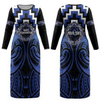 Aotearoa Ngati Tuwharetoa Personalised Couples Matching Long Sleeve Bodycon Dress and Hawaiian Shirt Maori Iwi Poutama Puhoro Tattoo