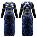 Aotearoa Ngati Tuwharetoa Personalised Couples Matching Long Sleeve Bodycon Dress and Long Sleeve Button Shirt Maori Iwi Poutama Puhoro Tattoo